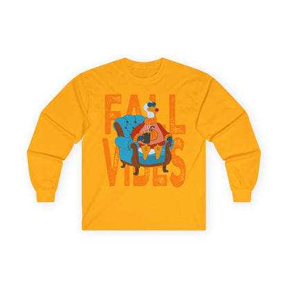 Fall Vibes: Long Sleeve Tee, Cozy Casual Wear, Autumn Shirt, Thanksgiving Gift, Unisex Fall Apparel
