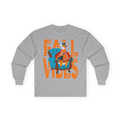 Fall Vibes: Long Sleeve Tee, Cozy Casual Wear, Autumn Shirt, Thanksgiving Gift, Unisex Fall Apparel