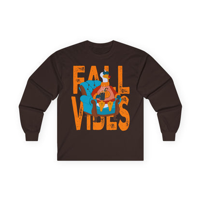 Fall Vibes: Long Sleeve Tee, Cozy Casual Wear, Autumn Shirt, Thanksgiving Gift, Unisex Fall Apparel