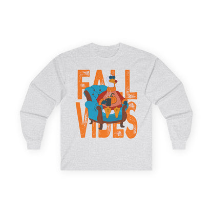 Fall Vibes: Long Sleeve Tee, Cozy Casual Wear, Autumn Shirt, Thanksgiving Gift, Unisex Fall Apparel