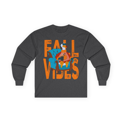 Fall Vibes: Long Sleeve Tee, Cozy Casual Wear, Autumn Shirt, Thanksgiving Gift, Unisex Fall Apparel