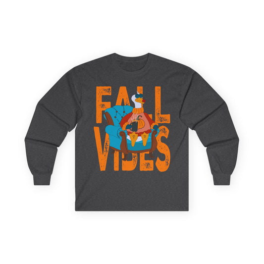 Fall Vibes: Long Sleeve Tee, Cozy Casual Wear, Autumn Shirt, Thanksgiving Gift, Unisex Fall Apparel